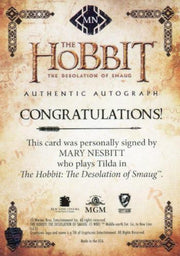 Hobbit Desolation of Smaug Mary Nesbitt as Tilda Autograph Card MN   - TvMovieCards.com