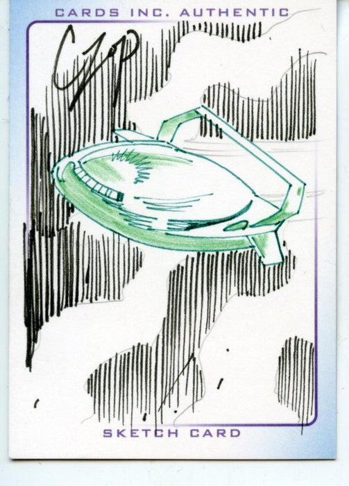 Thunderbirds Are Go! Movie Sketch Card by Czop Colored Green Spaceship   - TvMovieCards.com