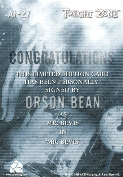 Twilight Zone Archives 2020 Orson Bean Hi! Autograph Card AI-27   - TvMovieCards.com