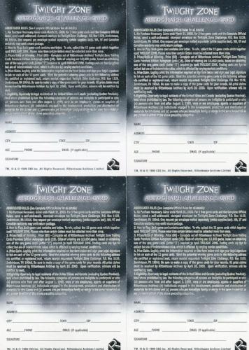 Twilight Zone Premiere Edition Autograph Challenge Game Chase Card Set Z Card   - TvMovieCards.com