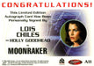 James Bond 40th Anniversary Lois Chiles as Holly Goodhead Autograph Card A11   - TvMovieCards.com