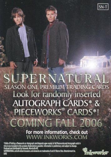 Supernatural Season 1 Promo Card SN-T   - TvMovieCards.com