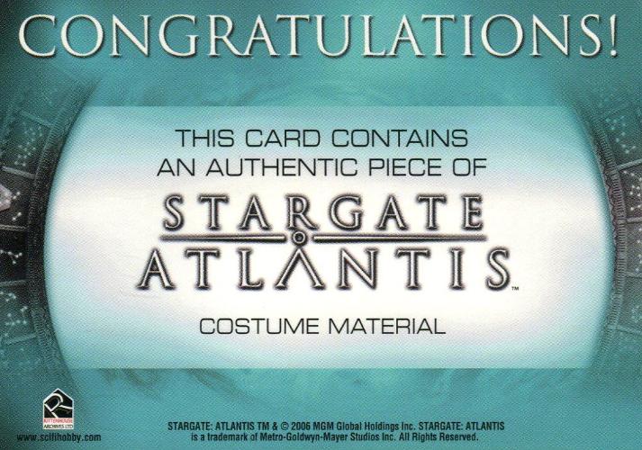 Stargate Atlantis Season Two Dr. Rodney McKay Costume Card Blue   - TvMovieCards.com