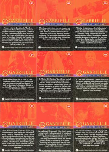Xena Seasons 4 and 5 Gabrielle The Battling Bard Chase Card Set G1 - G9   - TvMovieCards.com