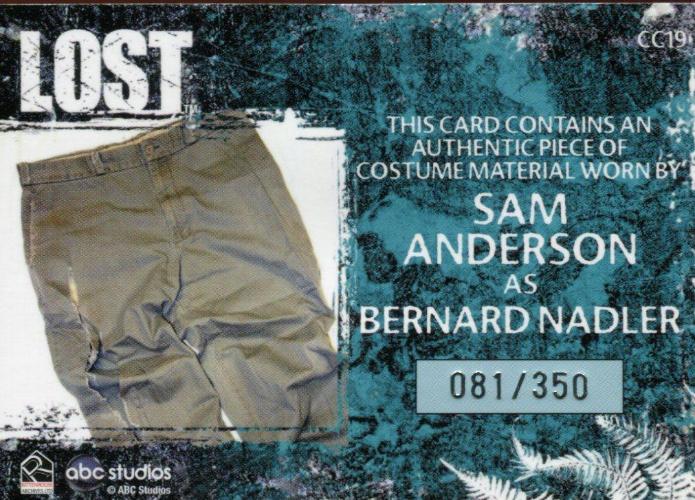 Lost Relics Sam Anderson as Bernard Nadler Relic Costume Card CC19 #081/350   - TvMovieCards.com