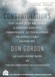Twilight Zone 2 The Next Dimension Don Gordon Autograph Card A-23   - TvMovieCards.com