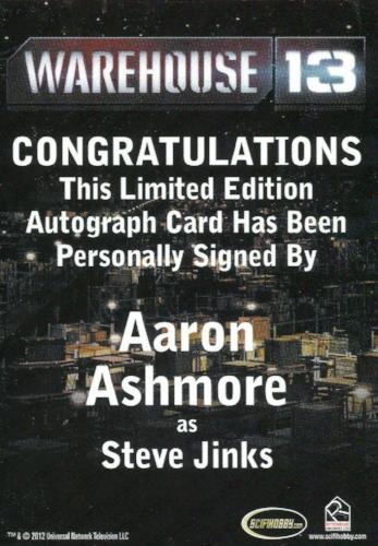 Warehouse 13 Premium Packs Season 3 Aaron Ashmore Steve Jinks Autograph Card #2   - TvMovieCards.com