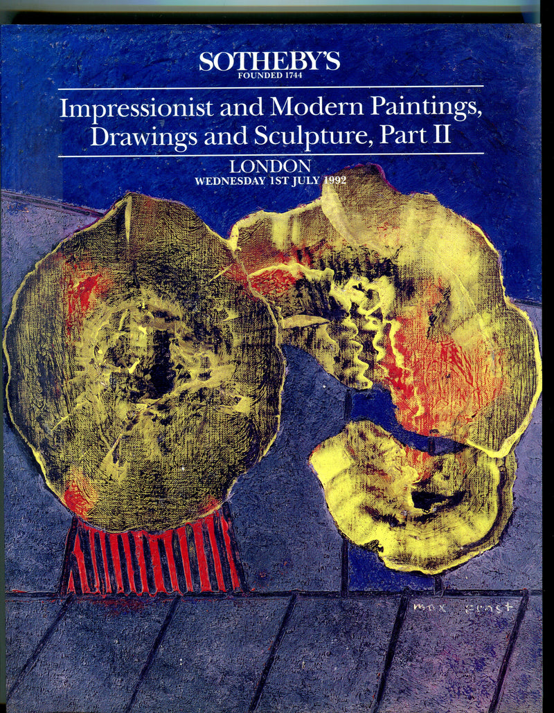 Sothebys Auction Catalog July 1 1992 Impressionist & Modern Paintings Drawings   - TvMovieCards.com
