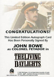 James Bond Dangerous Liaisons John Bowe Autograph Card   - TvMovieCards.com