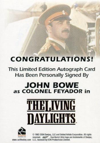 James Bond Dangerous Liaisons John Bowe Autograph Card   - TvMovieCards.com