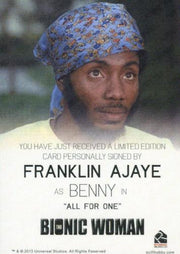 Bionic Collection The Bionic Woman Franklin Ajaye Autograph Card   - TvMovieCards.com