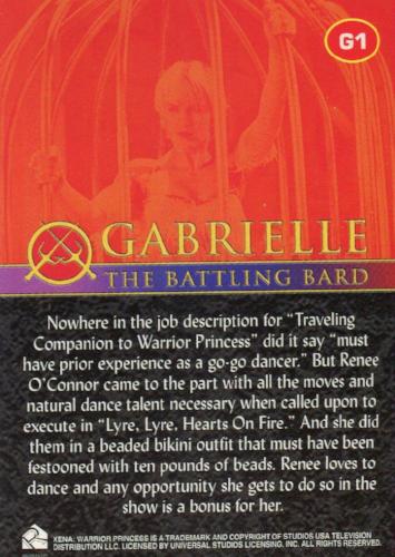 Xena Seasons 4 and 5 Gabrielle The Battling Bard Chase Card G1   - TvMovieCards.com