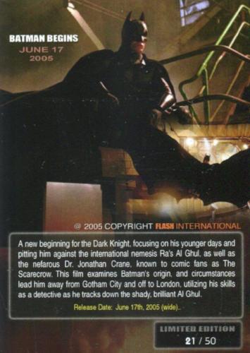 Batman Begins Limited Edition Video Promo Card #21/50 Flash International   - TvMovieCards.com