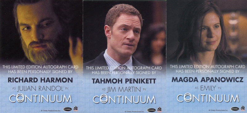 Continuum Seasons 1 & 2 Autograph Card Set 21 Cards 2014 Rittenhouse - TvMovieCards.com