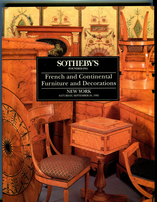Sothebys Auction Catalog Sept 26 1992 French & Continental Furniture Decorations   - TvMovieCards.com