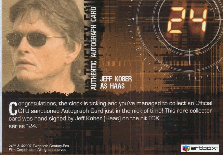24 Twenty Four Season 5 Jeff Kober as Haas Autograph Card   - TvMovieCards.com