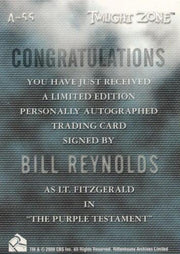 Twilight Zone 3 Shadows and Substance Bill Reynolds Autograph Card A-55   - TvMovieCards.com