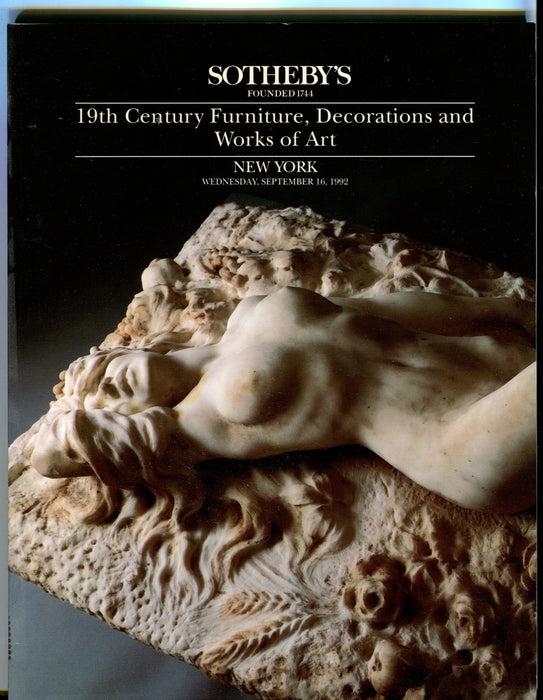 Sothebys Auction Catalog Sept 16 1992 19th Century Furniture Decorations Art   - TvMovieCards.com