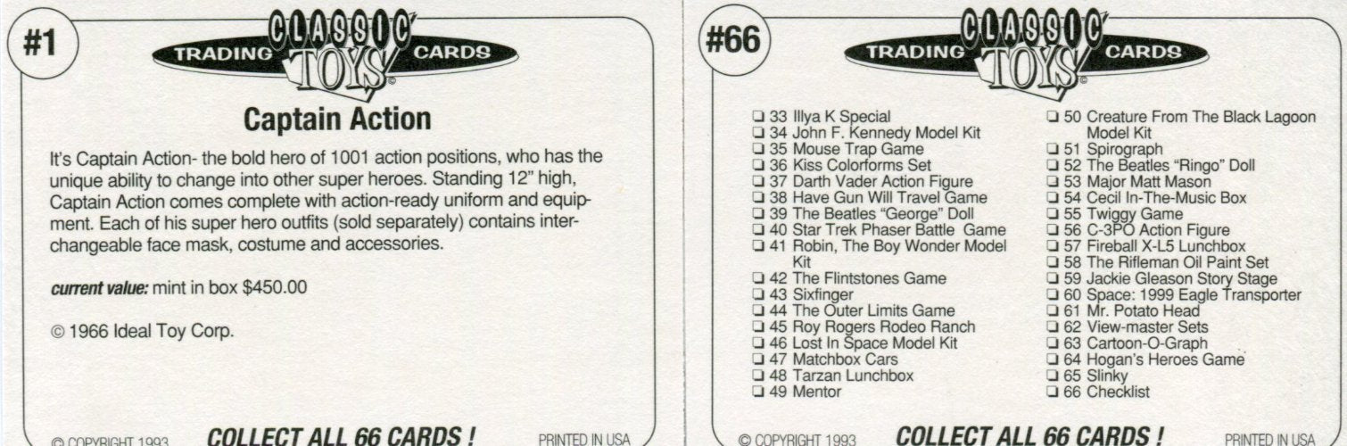 Classic Toys Card Set 66 Cards by Classic Toys Trading Cards 1993   - TvMovieCards.com