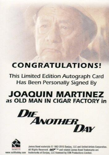 James Bond 50th Anniversary Series Two Joaquin Martinez Autograph Card   - TvMovieCards.com