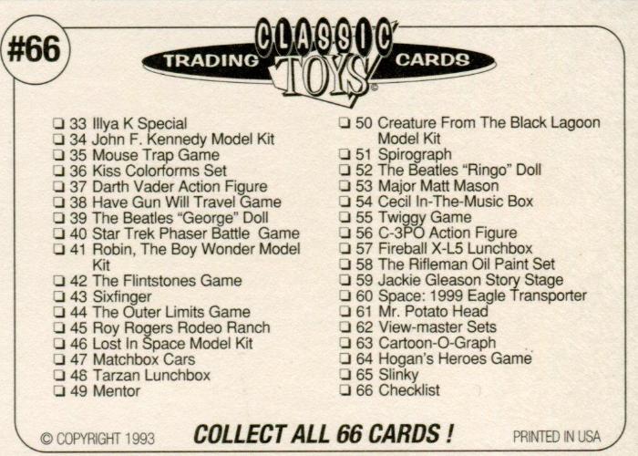 Classic Toys Card Set 66 Cards by Classic Toys Trading Cards 1993   - TvMovieCards.com