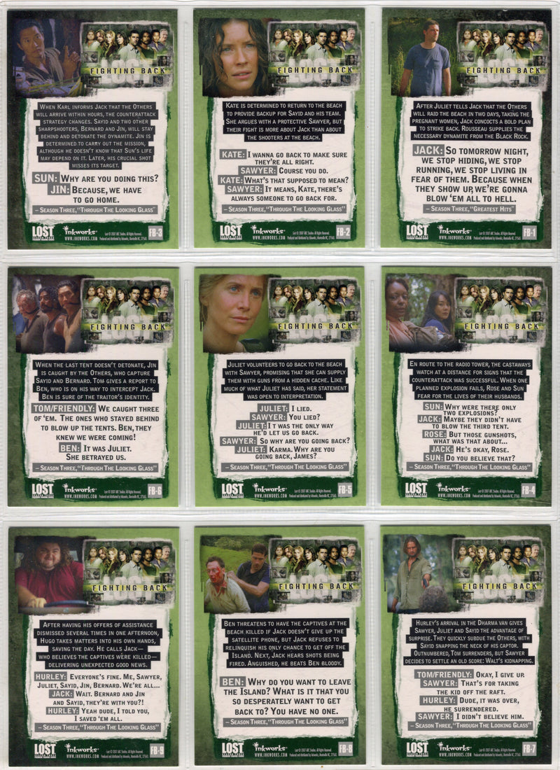 Lost Season 3 Three - "Fighting Back" Set of 9 Foil Puzzle Chase Cards #FB-1-9   - TvMovieCards.com