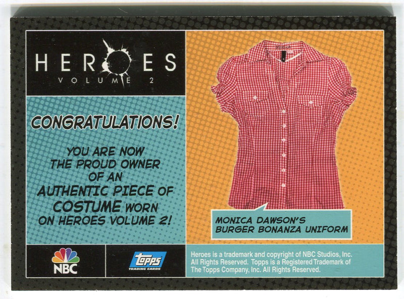 Heroes Volume 2 Monica Dawson's Burger Bonanza uniform Costume Card Topps 2008   - TvMovieCards.com