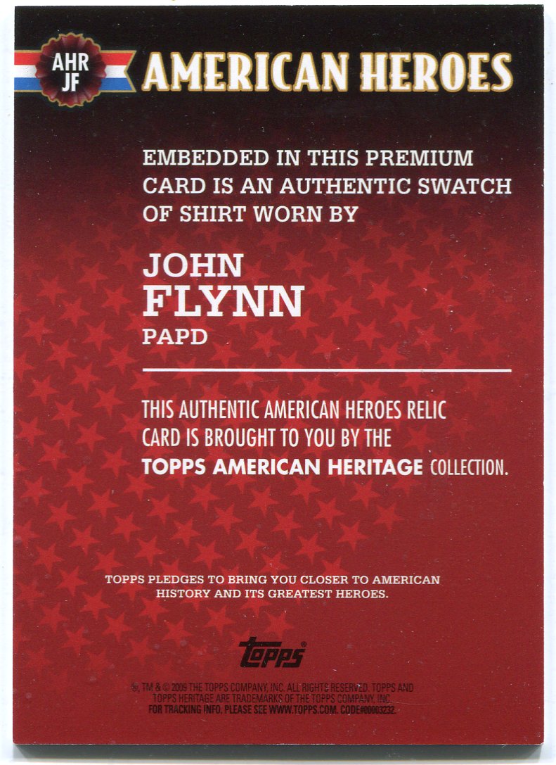 American Heritage Heroes Relics John Flynn PAPD AHR-JF Topps 2009   - TvMovieCards.com