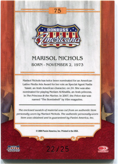 2009 Donruss Americana Gold Proof Materials Marisol Nichols #75 Costume Card   - TvMovieCards.com