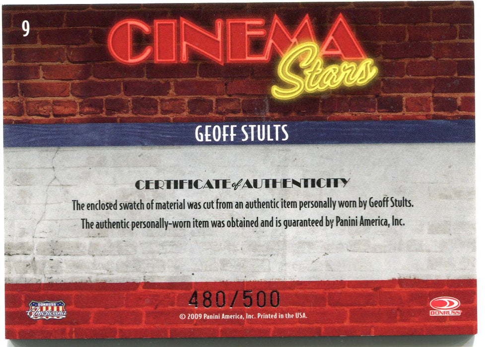 2009 Donruss Americana Cinema Stars Material Geoff Stults #9 Costume Card   - TvMovieCards.com