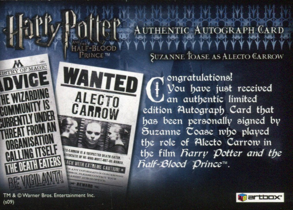 Harry Potter Half Blood Prince Suzanne Toase Autograph Card   - TvMovieCards.com
