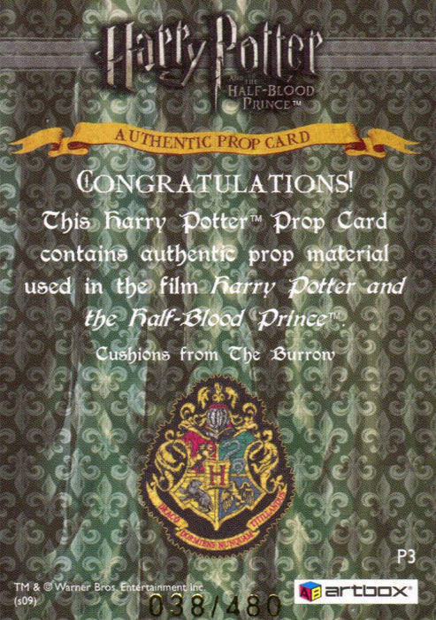 Harry Potter Half Blood Prince Burrow Cushions Prop Card HP P3 #038/480   - TvMovieCards.com