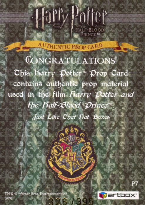 Harry Potter Half Blood Prince Hat Boxes Prop Card HP P7 #326/395   - TvMovieCards.com