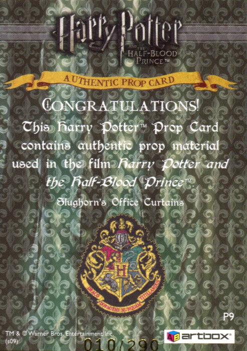 Harry Potter Half Blood Prince Slughorn's Curtains Prop Card HP P9 #010/290   - TvMovieCards.com