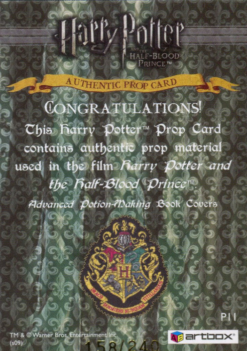 Harry Potter Half Blood Prince Potion Book Covers Prop Card HP P11 #158/240   - TvMovieCards.com