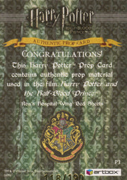 Harry Potter Half Blood Prince Update Hospital Sheets Prop Card HP P3 #118/190   - TvMovieCards.com
