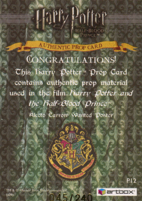 Harry Potter Half Blood Prince Update Wanted Poster Prop Card HP P12 #045/240   - TvMovieCards.com