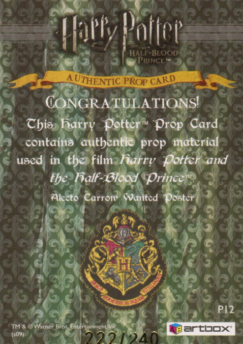 Harry Potter Half Blood Prince Update Wanted Poster Prop Card HP P12 #222/240   - TvMovieCards.com
