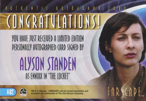 Farscape Through the Wormhole Alyson Standen Autograph Card A62   - TvMovieCards.com