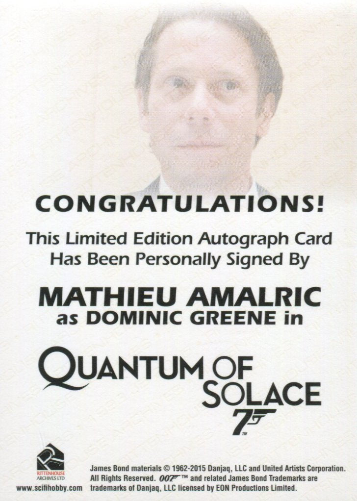 James Bond Classics 2016 Mathieu Amalric Autograph Card   - TvMovieCards.com