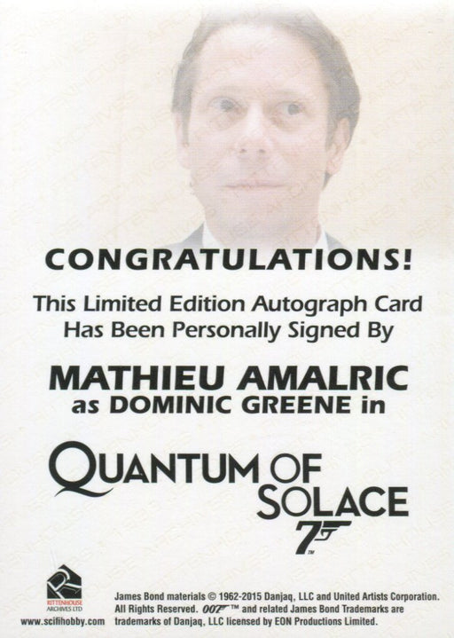 James Bond Classics 2016 Mathieu Amalric Autograph Card   - TvMovieCards.com