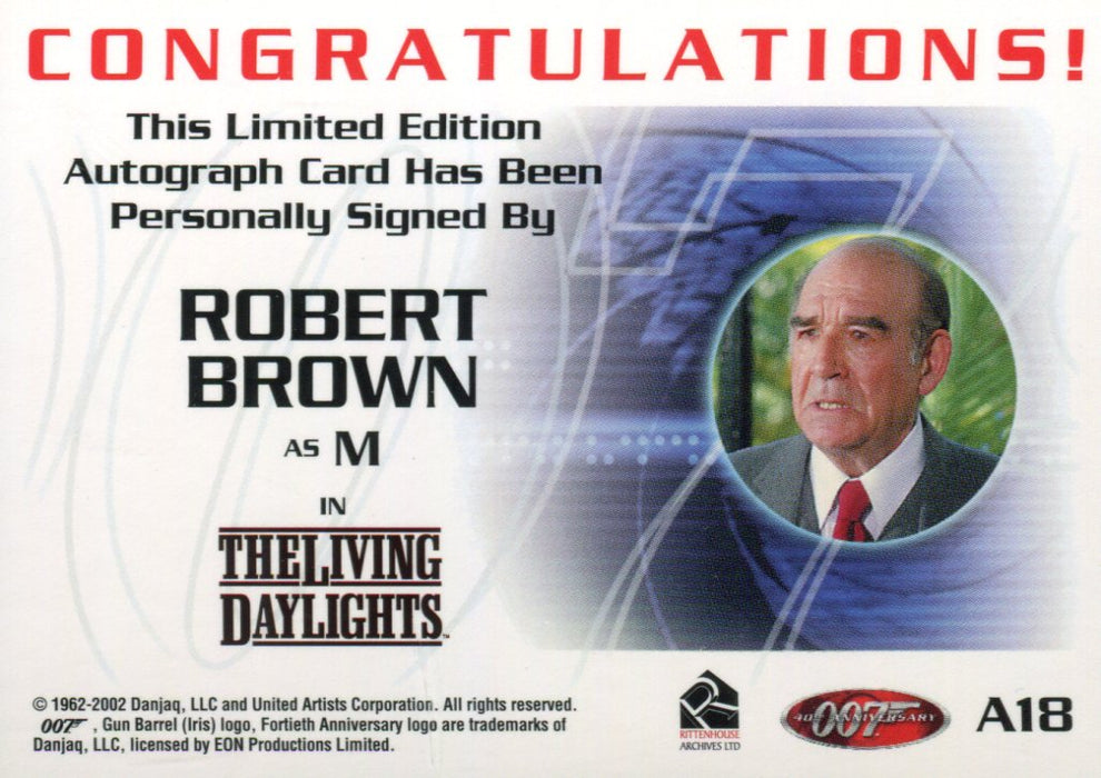 James Bond 40th Anniversary Robert Brown Autograph Card A18   - TvMovieCards.com