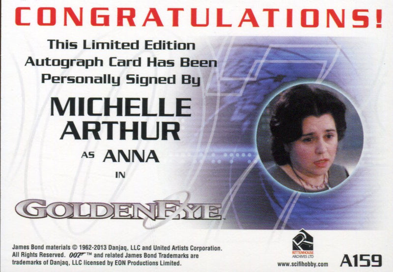 James Bond Autographs & Relics Michelle Arthur as Anna Autograph Card A159   - TvMovieCards.com