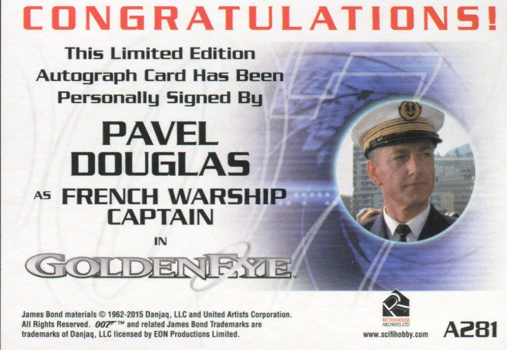 James Bond Classics 2016 Pavel Douglas Autograph Card A281   - TvMovieCards.com