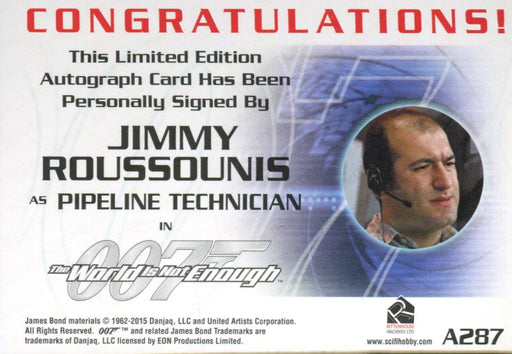 James Bond Classics 2016 Jimmy Roussounis Autograph Card A287   - TvMovieCards.com