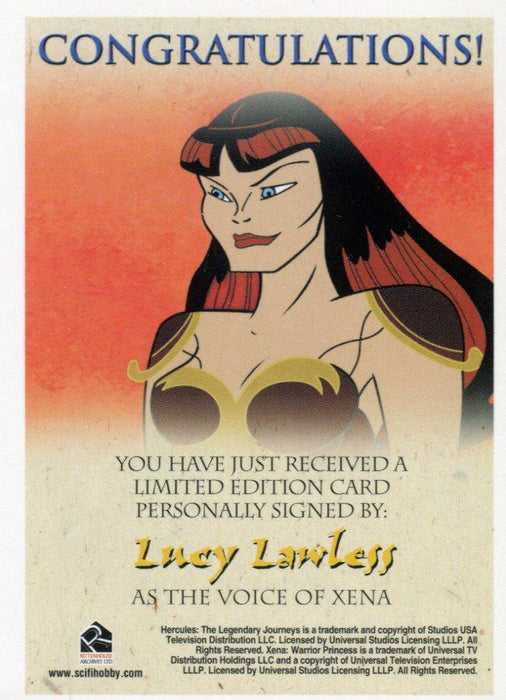 Xena & Hercules Animated Adventures Lucy Lawless Xena Autograph Card   - TvMovieCards.com