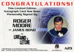 James Bond A29 The Quotable James Bond Roger Moore Autograph Card   - TvMovieCards.com