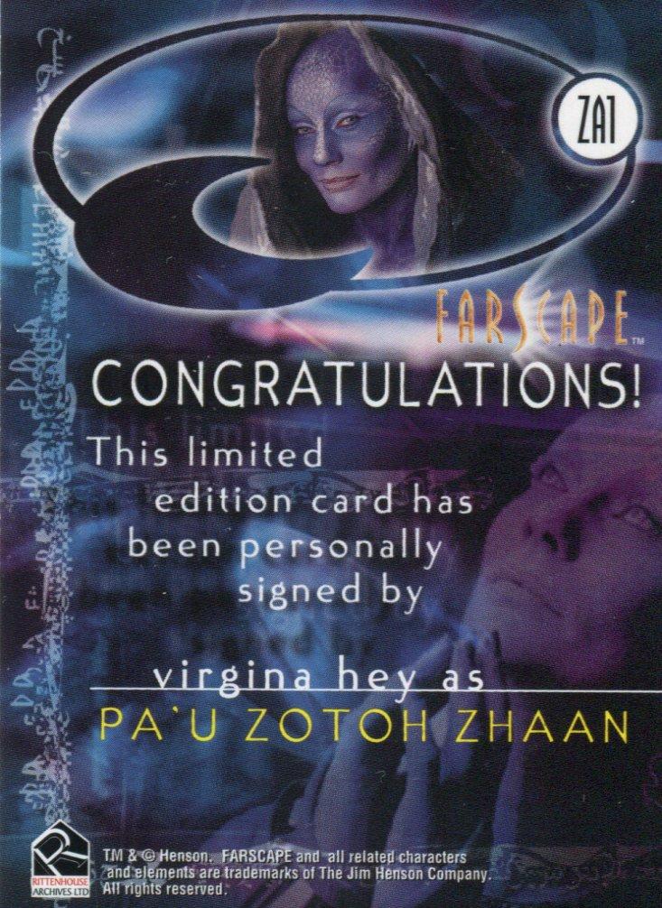 Farscape Season 3 Virginia Hey as Pa'u Zotoh Zhaan Autograph Card ZA1   - TvMovieCards.com