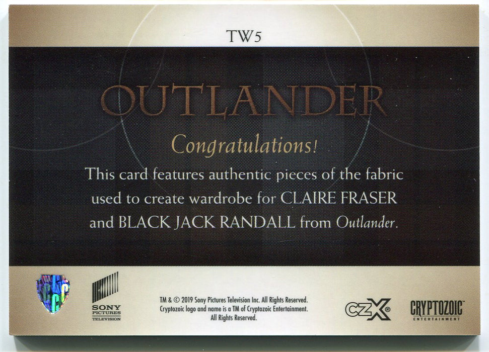 Outlander CZX Triple Wardrobe Costume Card TW5 Caitriona Balfe & Tobias Menzies   - TvMovieCards.com
