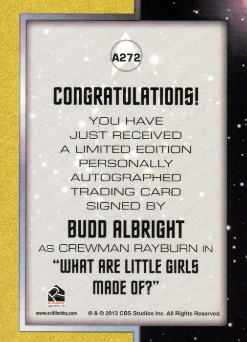 Star Trek TOS Portfolio Prints Budd Albright Autograph Card A272   - TvMovieCards.com